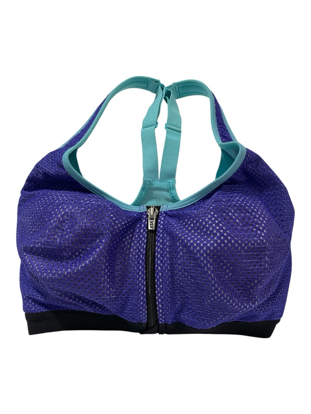 Victoria’s Secret VSX Sport Front Zip 32DD Sports Bra | Purple w/ Turquoise Trim